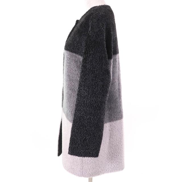 極美品△MaxMara STUDIO マックスマーラ ステュディオ 608606730 アルパカ ウール ノーカラー コート グレー系 38 伊製 正規品 レディース_1
