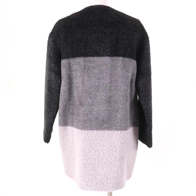 極美品△MaxMara STUDIO マックスマーラ ステュディオ 608606730 アルパカ ウール ノーカラー コート グレー系 38 伊製 正規品 レディース_2