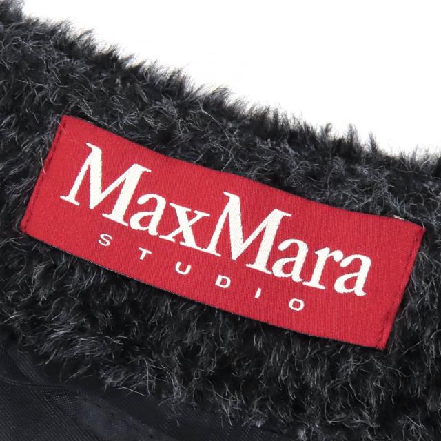 極美品△MaxMara STUDIO マックスマーラ ステュディオ 608606730 アルパカ ウール ノーカラー コート グレー系 38 伊製 正規品 レディース_6