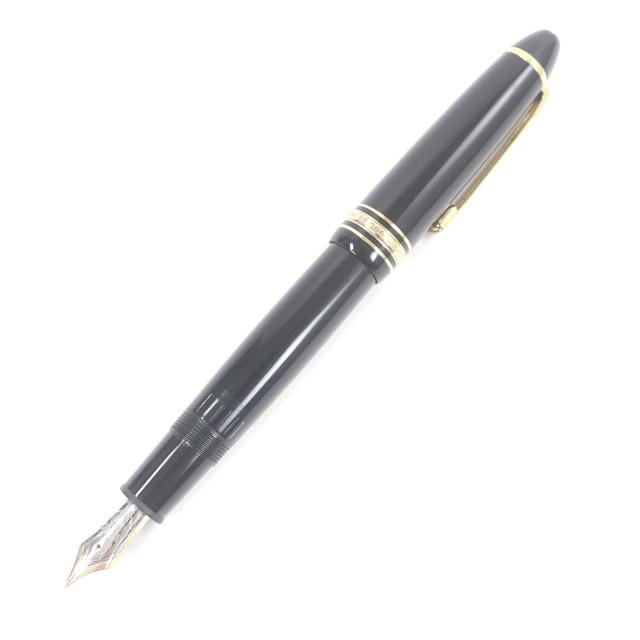 良品□MONTBLANC モンブラン マイスターシュテュック 146 ホワイトスター Fニブ キャップ式 万年筆 ブラック ゴールド ドイツ製 メンズ