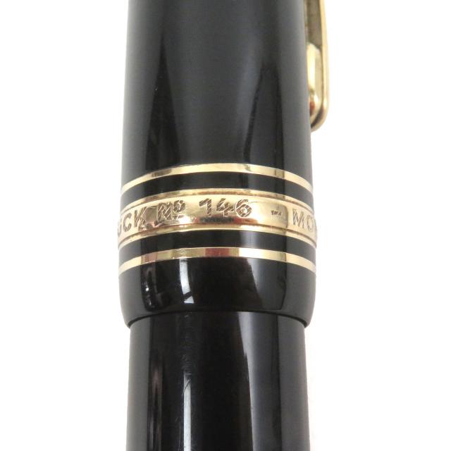 良品□MONTBLANC モンブラン マイスターシュテュック 146 ホワイトスター Fニブ キャップ式 万年筆 ブラック ゴールド ドイツ製 メンズ_7