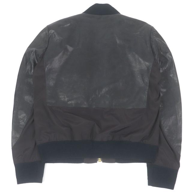 未使用品□Paul Smith ポールスミス 羊革 切替デザイン ブルゾンジャケット レザージャケット ブラック ブラウン M 正規品 メンズ_3