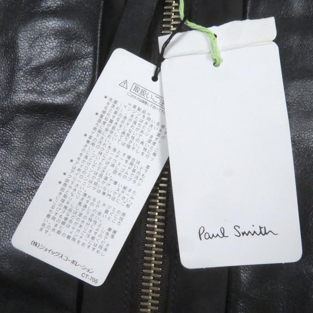 未使用品□Paul Smith ポールスミス 羊革 切替デザイン ブルゾンジャケット レザージャケット ブラック ブラウン M 正規品 メンズ_7