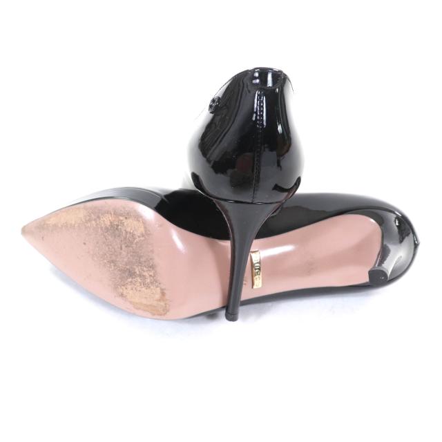 極美品★GUCCI グッチ 388314 インターロッキングG ポインテッドトゥ パテントレザー パンプス ブラック 36 箱付 イタリア製 レディース_6