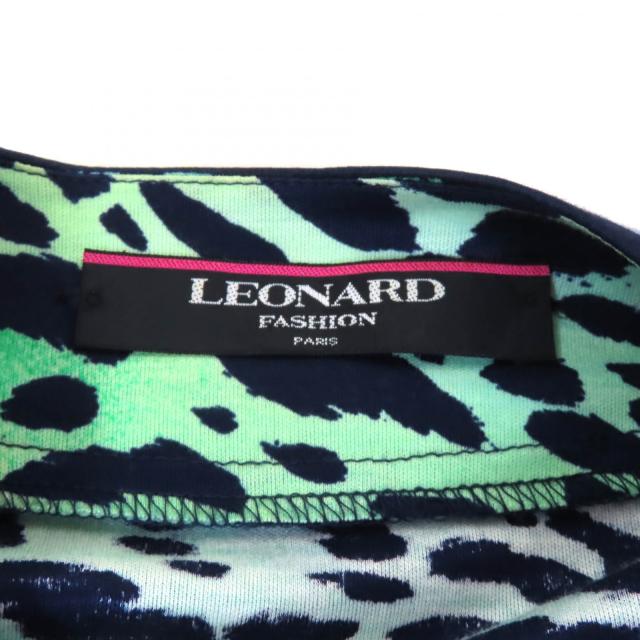 良品★LEONARD FASHION レオナール ファッション コットン100％ ロゴボタン付 グラデーション レオパード柄 カーディガン L 正規品_5