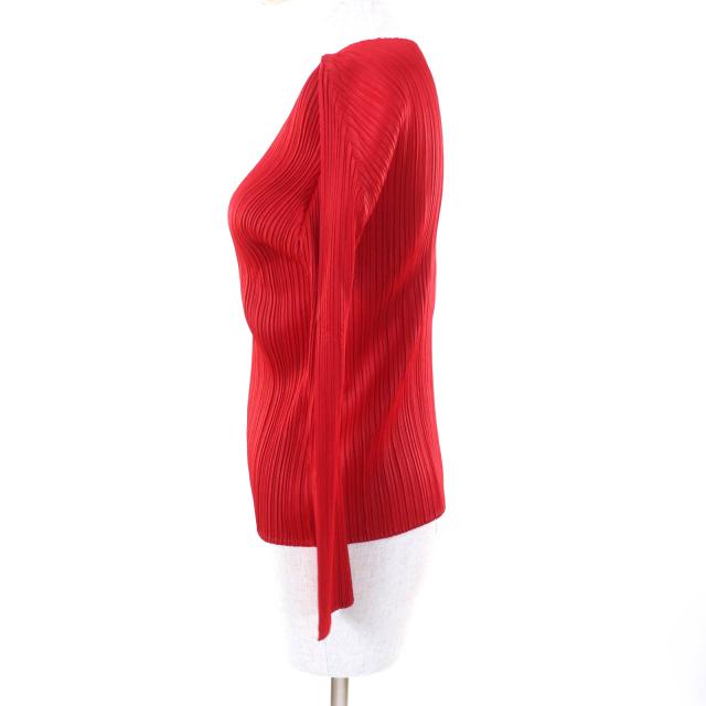 プリーツプリーズ グリーン ハイネック 変形 トップス 長袖 美品