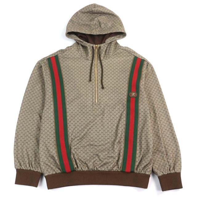 極美品○GUCCI グッチ 655153 ミニGGジャージー シェリーライン インターロッキングG ハーフジップ パーカー M イタリア製 正規品 メンズ