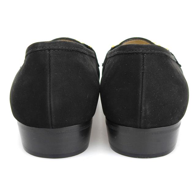 極美品▲Salvatore Ferragamo サルヴァトーレフェラガモ BABS ダブルガンチーニ ヌバックレザー パンプス ブラック ゴールド金具 5.5 箱付_4