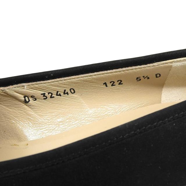 極美品▲Salvatore Ferragamo サルヴァトーレフェラガモ BABS ダブルガンチーニ ヌバックレザー パンプス ブラック ゴールド金具 5.5 箱付_8