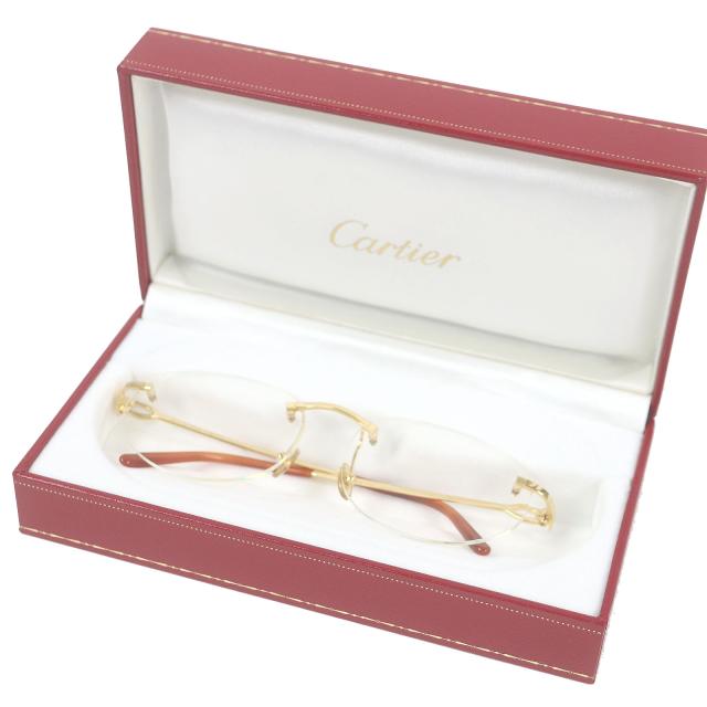 Cartier カルティエ 眼鏡 ケース付き ツーポイント 縁なし リムレス