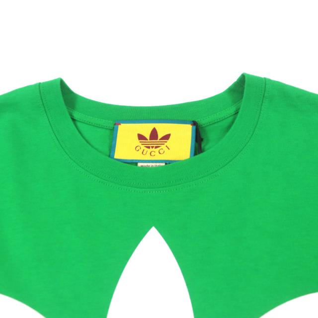 未使用品▼GUCCI adidas グッチ アディダス 717422 プリント クルーネック ショートスリーブ 半袖Ｔシャツ グリーン S 正規品 メンズ_1