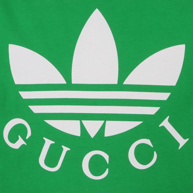未使用品▼GUCCI adidas グッチ アディダス 717422 プリント クルーネック ショートスリーブ 半袖Ｔシャツ グリーン S 正規品 メンズ_3