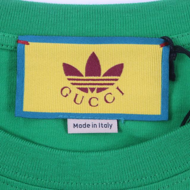 未使用品▼GUCCI adidas グッチ アディダス 717422 プリント クルーネック ショートスリーブ 半袖Ｔシャツ グリーン S 正規品 メンズ_5