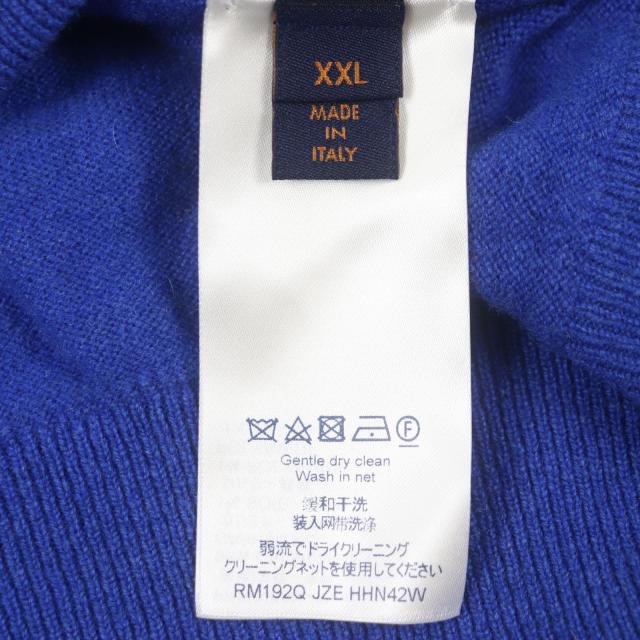 未使用品▼ルイヴィトン 19AW カシミヤ シルク インサイドアウト ロゴプレート付 クルーネック ニットセーター ブルー XXL 正規品 メンズ_5