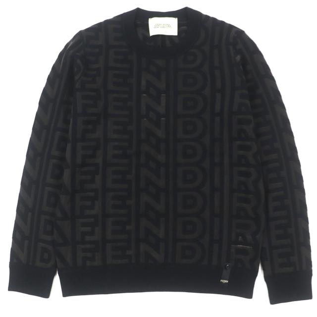 未使用品▼FENDI MARC JACOBS フェンディ マークジェイコブス 2022年製 FZX131 ロゴ総柄 クルーネック ニットセーター 50 正規品 メンズ