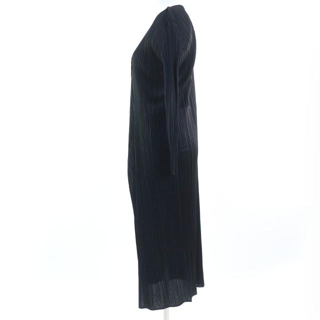 極美品☆PLEATS PLEASE プリーツプリーズ イッセイミヤケ PP55-JA102 長袖 ロングカーディガン ジャケット ブラック 2 正規品 レディース_1