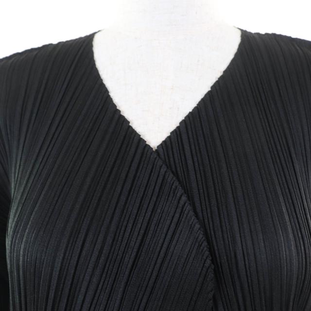 極美品☆PLEATS PLEASE プリーツプリーズ イッセイミヤケ PP55-JA102 長袖 ロングカーディガン ジャケット ブラック 2 正規品 レディース_3