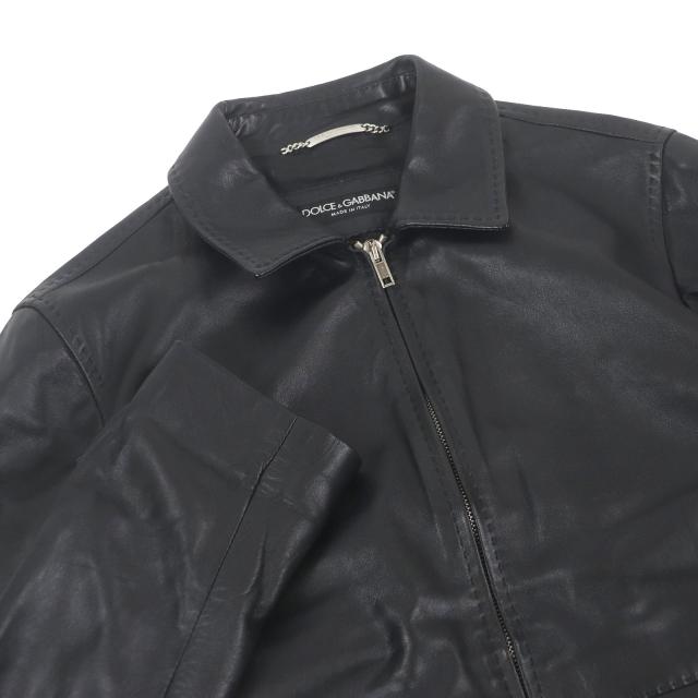 美品【ドルチェ＆ガッバーナ】ライイダースラムレザー黒裏地DGロゴ
