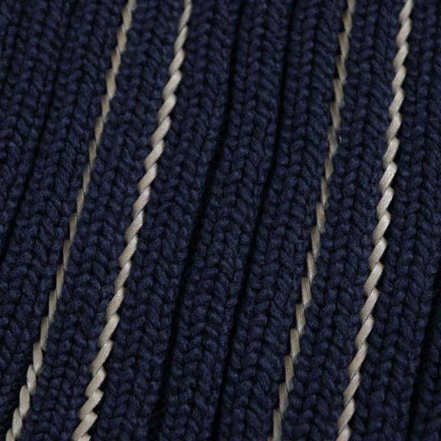 美品▲HERMES エルメス 2021年製 コットン100％ レザー編み込み モックネック 長袖 ニット ネイビー M イタリア製 正規品 メンズ_3