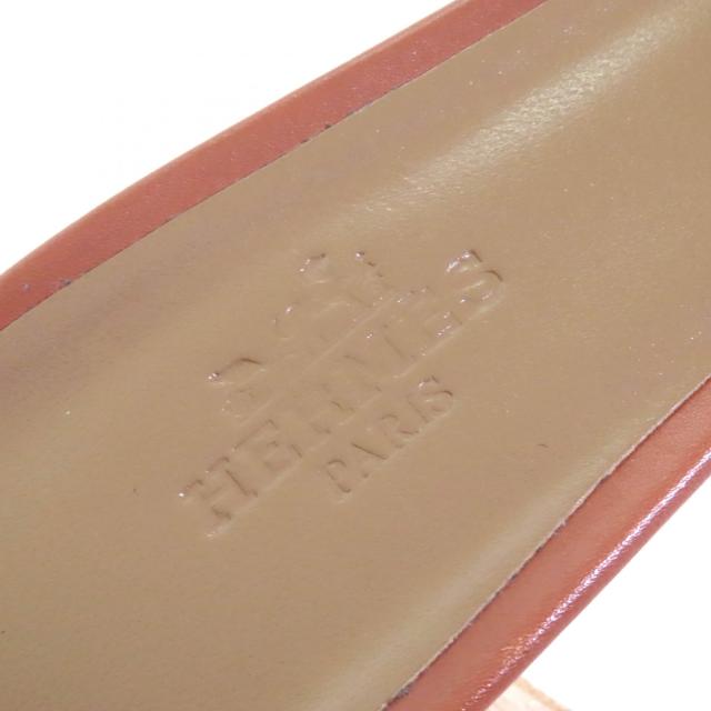 美品△HERMES エルメス 071002Z オアジス Hロゴ レザー サンダル ミュール ブラウン 35 保存袋付き イタリア製 レディース オススメ◎_8
