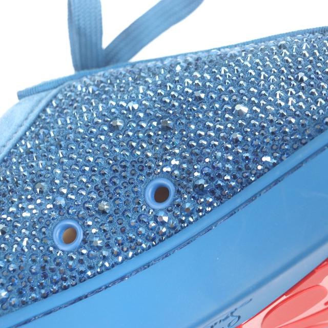 未使用品□Christian Louboutin クリスチャンルブタン ルイスジュニア スウェードレザー スワロフスキー スニーカー ブルー 42.5 EU製_5