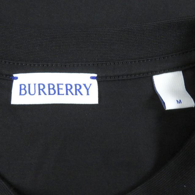 未使用品□BURBERRY バーバリー 8080324 コットン100％ ロゴプリント クルーネック カットソー 半袖Ｔシャツ ブラック M 正規品 メンズ_4
