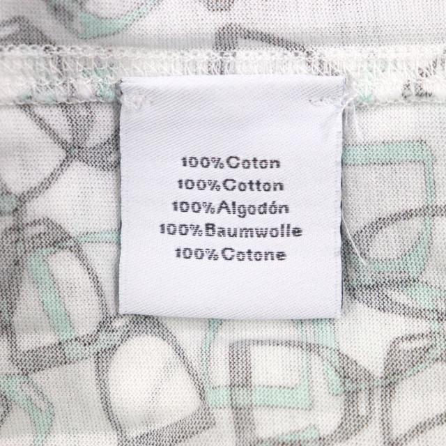 美品▼HERMES エルメス シェーヌダンクルプリント クルーネック ショートスリーブ 半袖Ｔシャツ ホワイト グリーン M イタリア製 メンズ_5