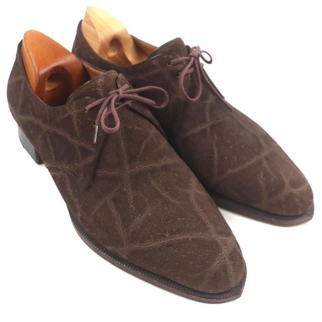 美品▼John Lobb ジョンロブ エレファントレザー 希少 ビスポーク プレーントゥ レースアップ シューズ 28cm相当 保存袋付き メンズ 美品▽John Lobb ジョンロブ エレファントレザー 希少 ビスポーク