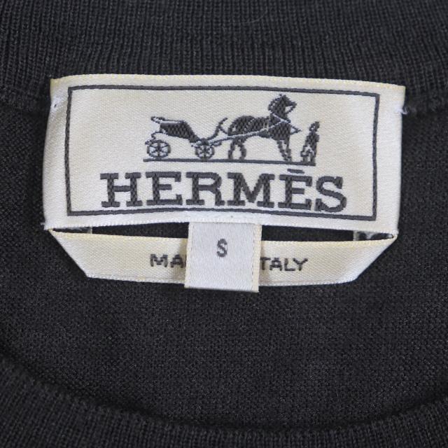 美品▼HERMES エルメス 23AW カシミヤ シルク シェーヌダンクル ホースビット エトリール パドック 薄手 ニットセーター S 正規品 メンズ