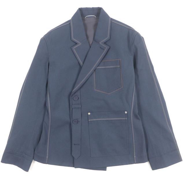 極美品▼DIOR ディオール オム 24SS 383C276A5641 ガードナーズ シルク使い ダブルジャケット テーラード ネイビー 48 正規品 メンズ
