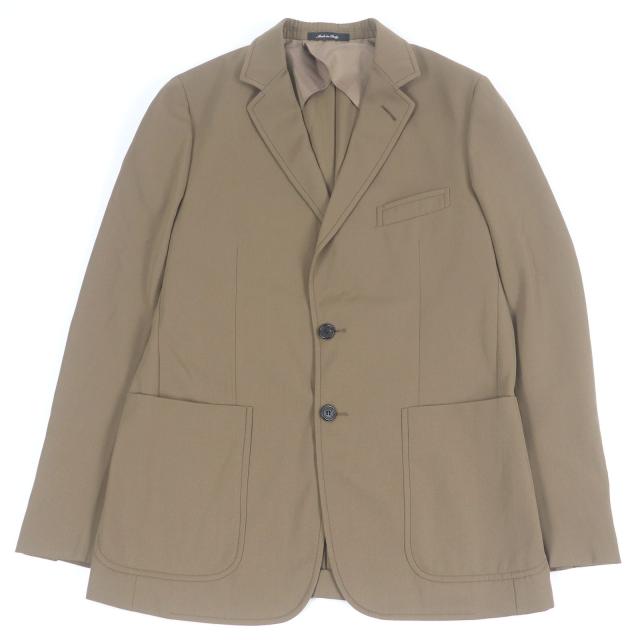 極美品□Dunhill ダンヒル ウール100％ 裏シルク混 ロゴボタン シングル テーラードジャケット ブレザー ベージュ 48 イタリア製 正規品
