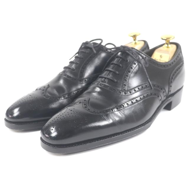 美品□CROCKETT&JONES クロケットアンドジョーンズ CLIFFORD レザー フルブローグ ウィングチップ ドレスシューズ ブラック 5.5 英国製