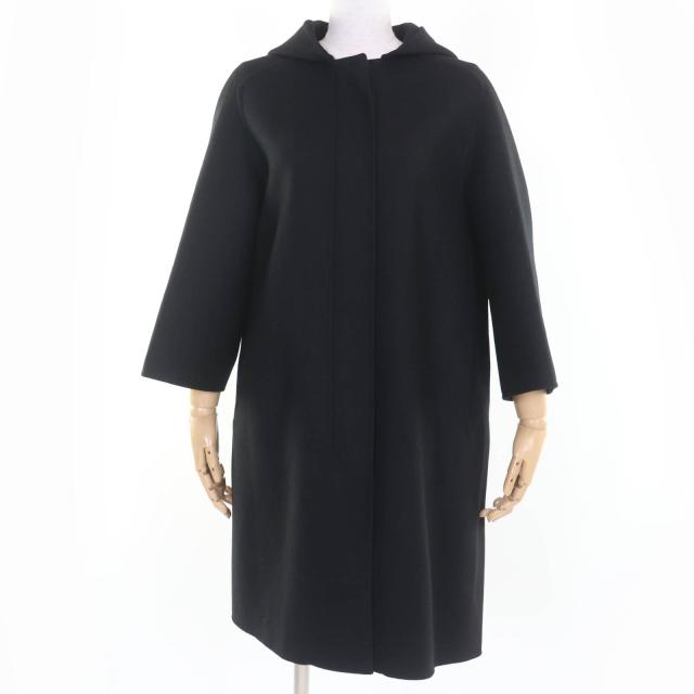 極美品☆Christian Dior クリスチャンディオール 010M41A1116 ウール ラビット フーデッドコート ブラック 40 伊製 正規品 レディース