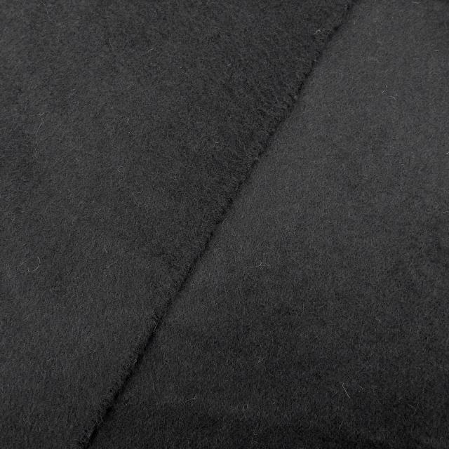 [極美品] HERMES ブラック　カシミヤ ストール　フリンジ 極美品△HERMES エルメス カシミヤ100％ ロゴ刺繍 フリンジ付き