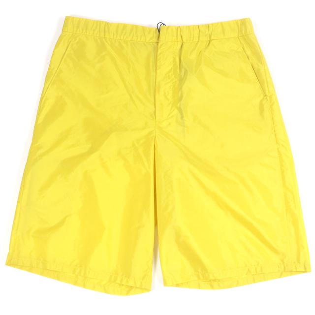 未使用品□PRADA プラダ 2021年製 SPH153 Re-NYLON トライアングルロゴ 三角プレート ショートパンツ イエロー S イタリア製 正規品 メンズ