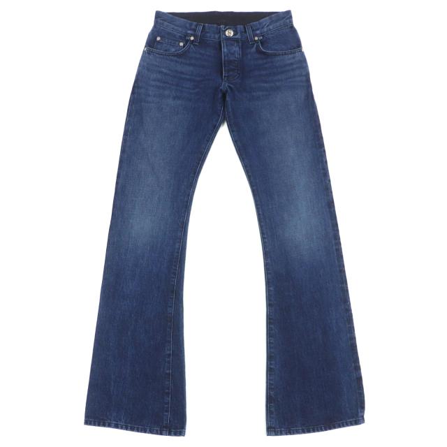 美品▼CHROME HEARTS クロムハーツ CHクロスボタン ホースシュー レザーロゴパッチ ブーツカット ボタンフライ デニムパンツ W32 メンズ