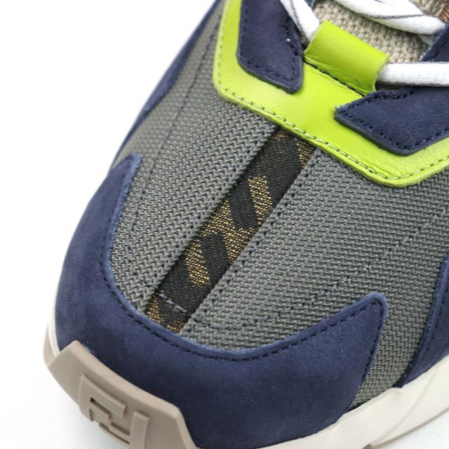 極美品○FENDI フェンディ 7E1555 FASTER TRAINERS スウェードレザー FFロゴ ズッカ 異素材切替 スニーカー マルチカラー 6 伊製 メンズ 極美品○FENDI フェンディ 7E1555 FASTER TRAINERS スウェードレザー