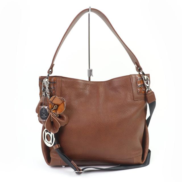 極美品☆BEAUGRAND ボーグラン JRAタグ付 クロコダイル使い レザー 2WAY ハンドバッグ ショルダーバッグ ブラウン 保存袋付 レディース