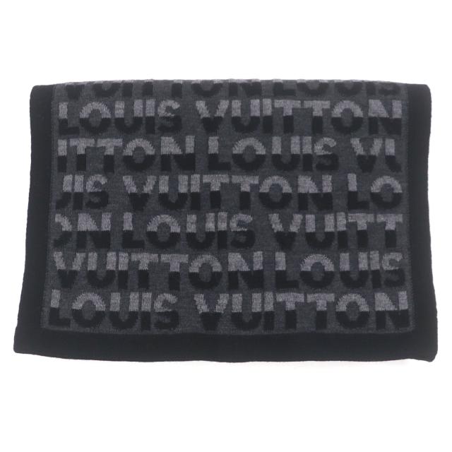 極美品▼LOUIS VUITTON ルイヴィトン M70911 エシャルプ・LVスプリット ウール100% ノワール グリ アントラシット ニットマフラー 正規品