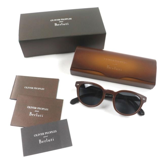 美品▼オリバーピープルズ ベルルッティ OV5036QF 160387 Sheldrake Leather レザーフレーム サングラス 49□22 145 箱・ケース付 メンズ 美品▽オリバーピープルズ ベルルッティ OV5036QF 160387 Sheldrake