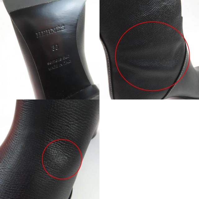 未使用品☆HERMES エルメス 22AW フーレ60 チャンキーヒール レザー ロングブーツ ブラック 36 保存袋付き イタリア製 レディース_9
