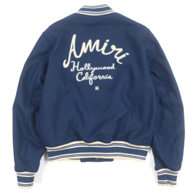 未使用品▼AMIRI アミリ 24AW SRAMOUVY1010SMRWLB3 HOLLYWOOD バーシティ ボンバージャケット ブルー L (IT50) イタリア製 正規品 メンズ 未使用品▽AMIRI アミリ 24AW SRAMOUVY1010SMRWLB3 HOLLYWOOD バー