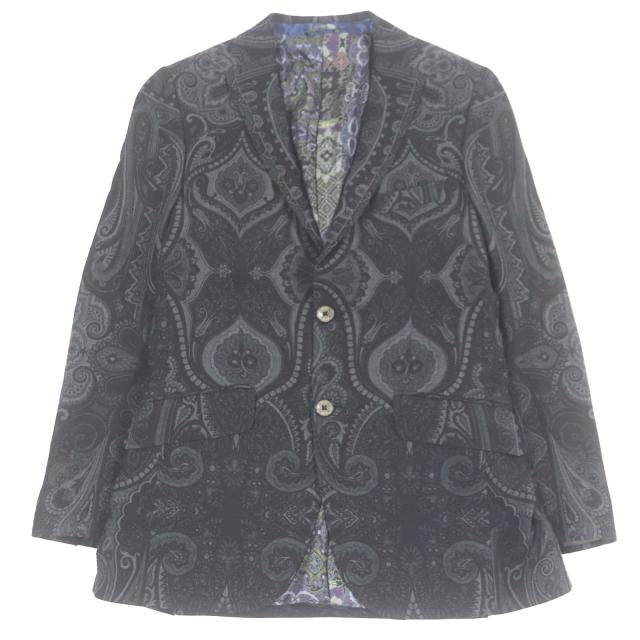 極美品　ETRO エトロ テーラードジャケット ペイズリー 総柄 シルク　44 極美品□ETRO エトロ ペイズリー 総柄 裏シルク100％ シングル