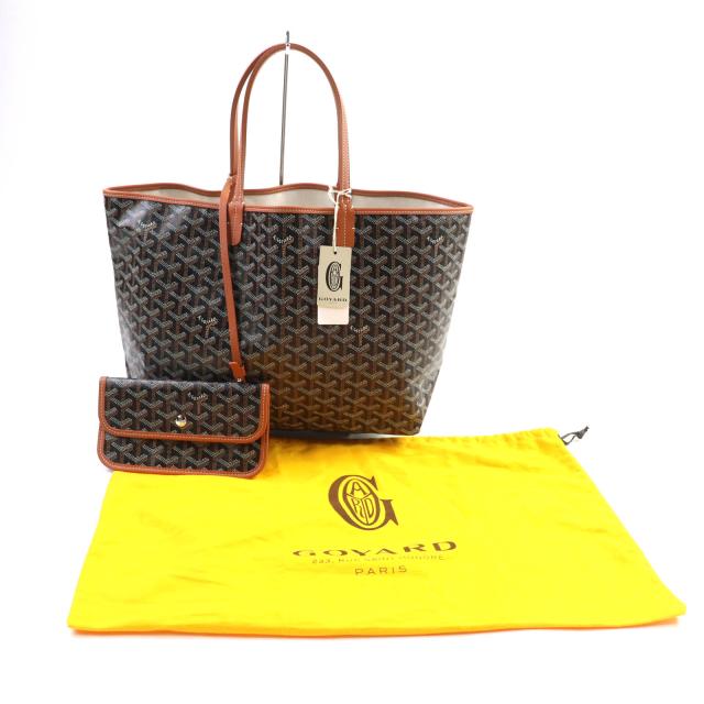 Goyard ブラック×ブラウン トートバッグ ポーチ付 ゴヤール サンルイPM