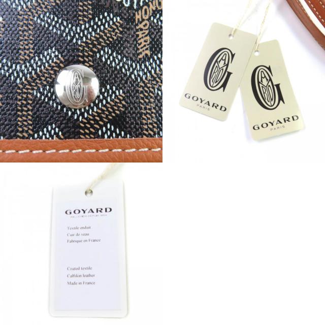 未使用品★GOYARD ゴヤール サンルイPM ゴヤールディンキャンバス レザー使い ポーチ付 ロゴ入り トートバッグ ブラウン 保存袋付き 仏製 未使用品☆GOYARD ゴヤール サンルイPM ゴヤールディンキャンバス