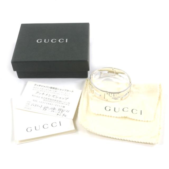 極美品▼GUCCI グッチ ヴィンテージ ヘヴィーブレスレット 925 トムフォード期 シルバー 箱・保存袋付き イタリア製 重量83.8g メンズ_1