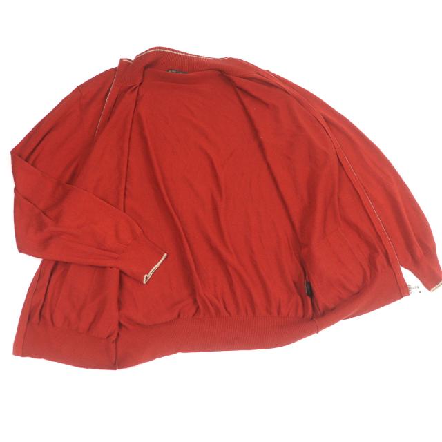美品□Loro Piana ロロピアーナ コットン シルク ジップアップ 長袖 ニットジャケット テラコッタ 58/希少サイズ イタリア製 メンズ_2