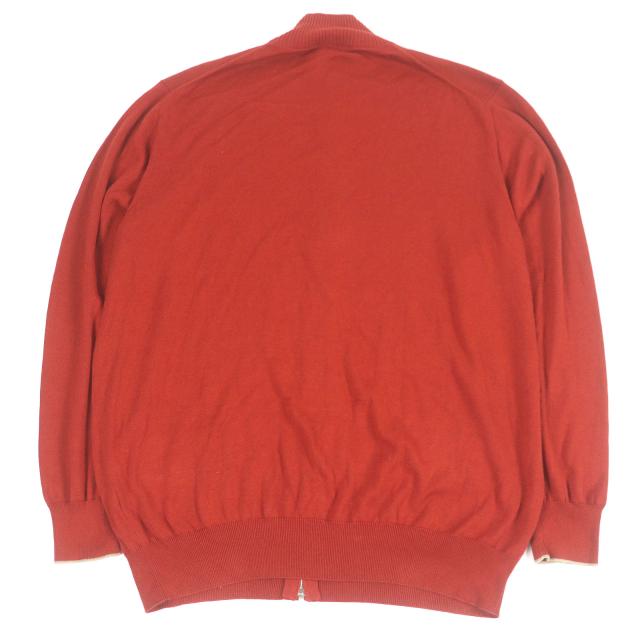 美品□Loro Piana ロロピアーナ コットン シルク ジップアップ 長袖 ニットジャケット テラコッタ 58/希少サイズ イタリア製 メンズ_3