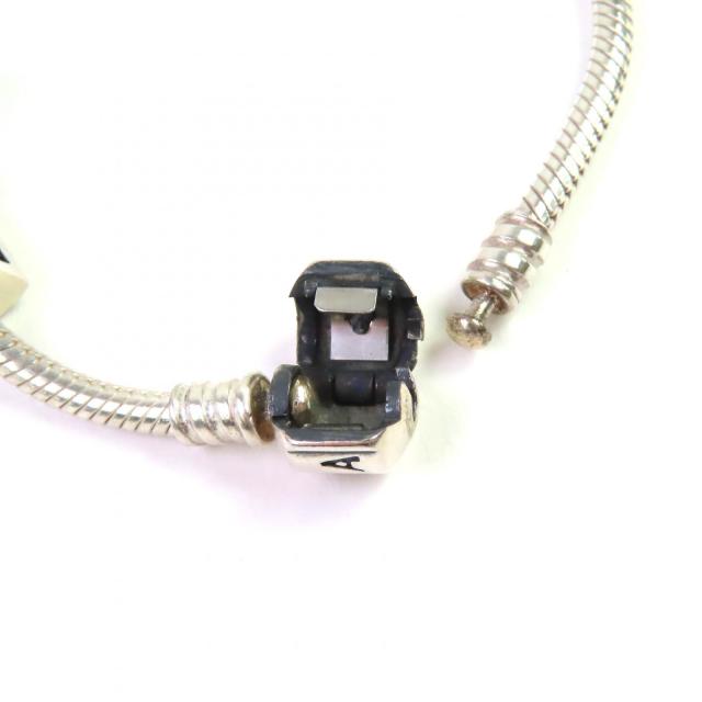 美品△PANDORA パンドラ SV925 ハートモチーフ ドットカラーストーン チャーム3個 ブレスレット シルバー 重量23.36g レディース_3