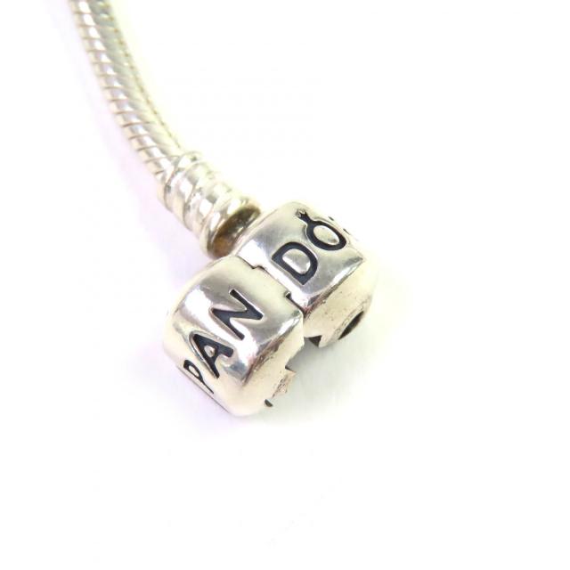 美品△PANDORA パンドラ SV925 ハートモチーフ ドットカラーストーン チャーム3個 ブレスレット シルバー 重量23.36g レディース_5
